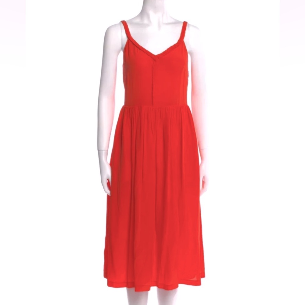 NWT Rebecca Taylor All Tied Up Dress Tomato Red Bright Orange Size 8